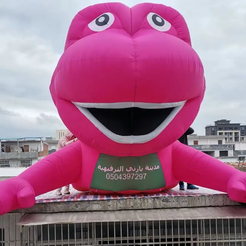 Large Ground-Lying Pink Cute Inflatable Dinosaur Head For Shopping Mall Building Holiday Decoration