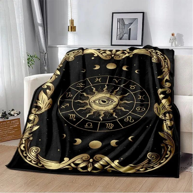 Scale of Justice Magic Astrology Esoteric Gold Manta Sofa Bed Cover Soft Blanket Plaid Warm Flannel Throw Blankets Fans Gift