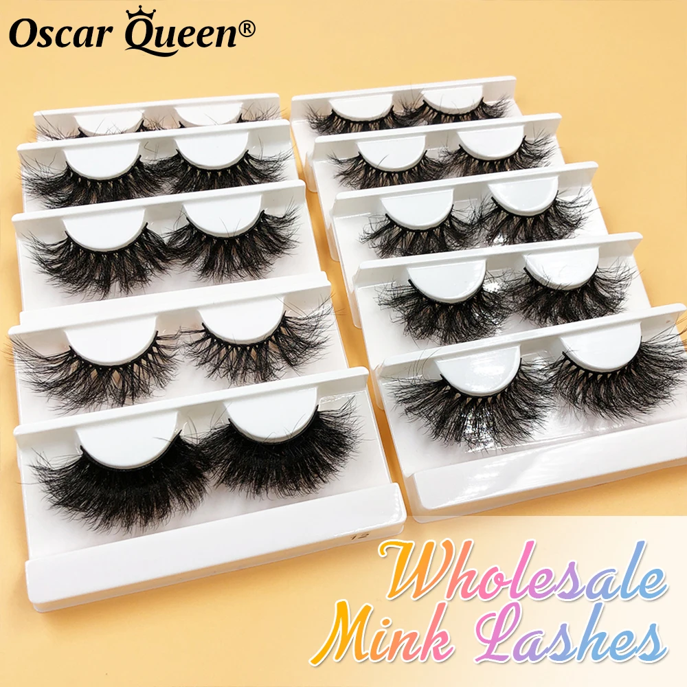 

10/30/50/100 Pairs Messy Fluffy Mink Lashes Bulk Wholesale Fake Eyelashes Natural 22-25MM Magnetic Eyelashes Box Package Makeup