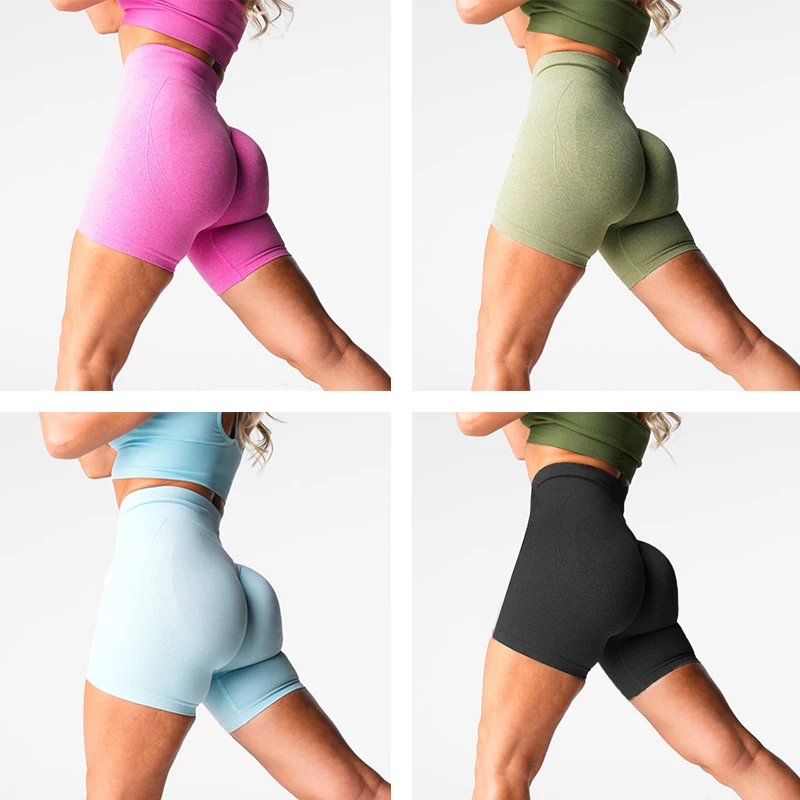 HAUT SHARK Pantalones cortos de yoga para mujer, pantalones cortos de gimnasio de cintura alta, fitness, yoga, levantamiento de cadera, gimnasio, pantalones cortos para correr, ropa deportiva