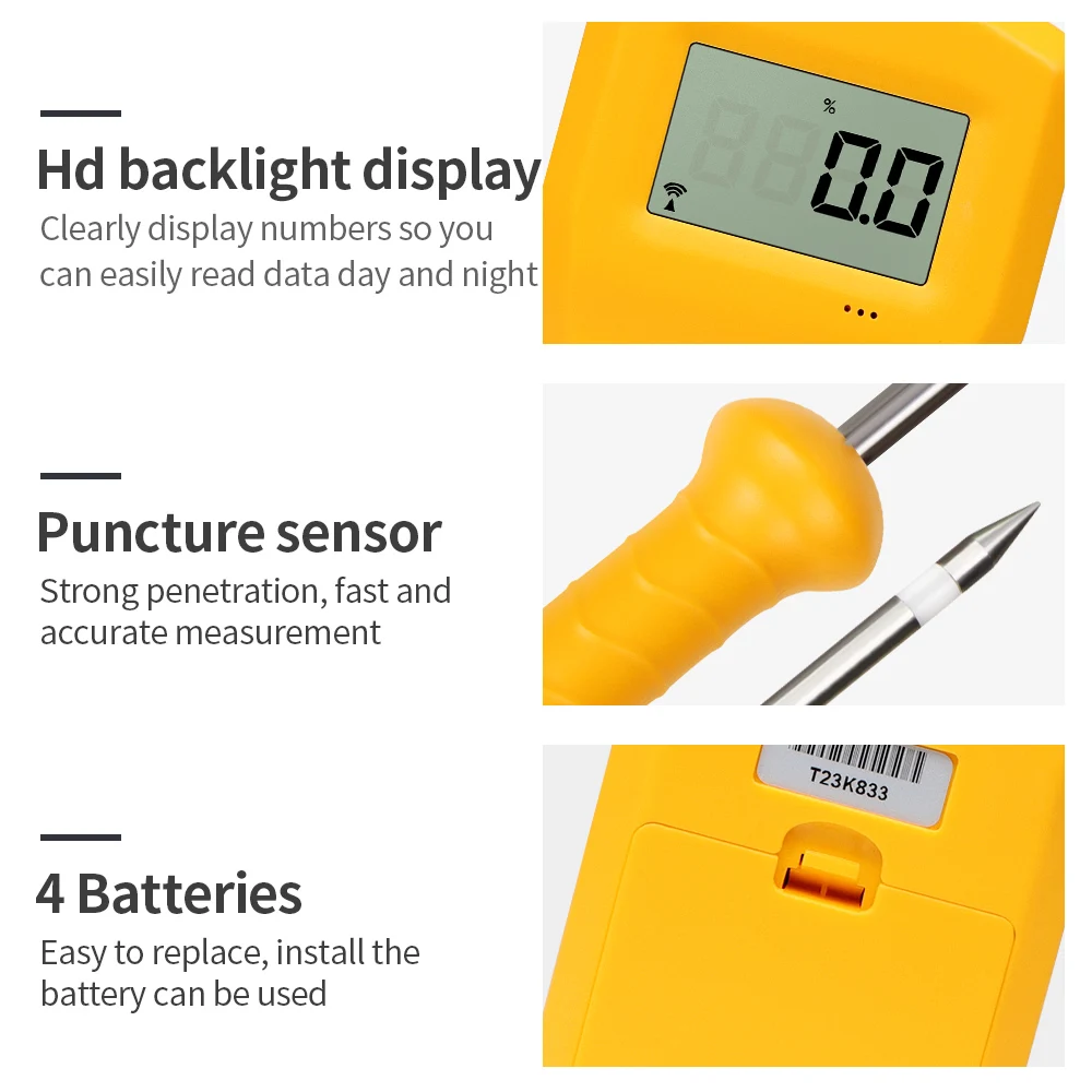 MS300H Portable Hay Moisture Meter with Probe for Hay Bale,Cereal Straw,Forage Grass,Alfalfa,Leymus Chinensis Humidity Tester