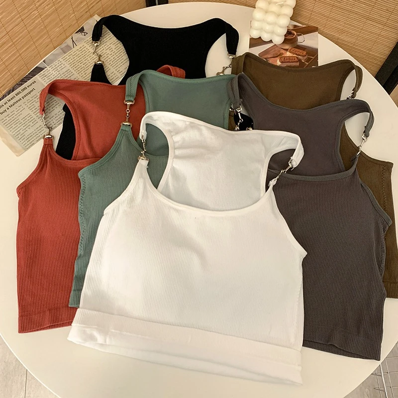 AOSSVIAO 2026 Sommer Sexy Metallketten Damen Camisole Geripptes Slim Fit Sexy Crop Top Modisches Einfarbiges All-Match Tank Top