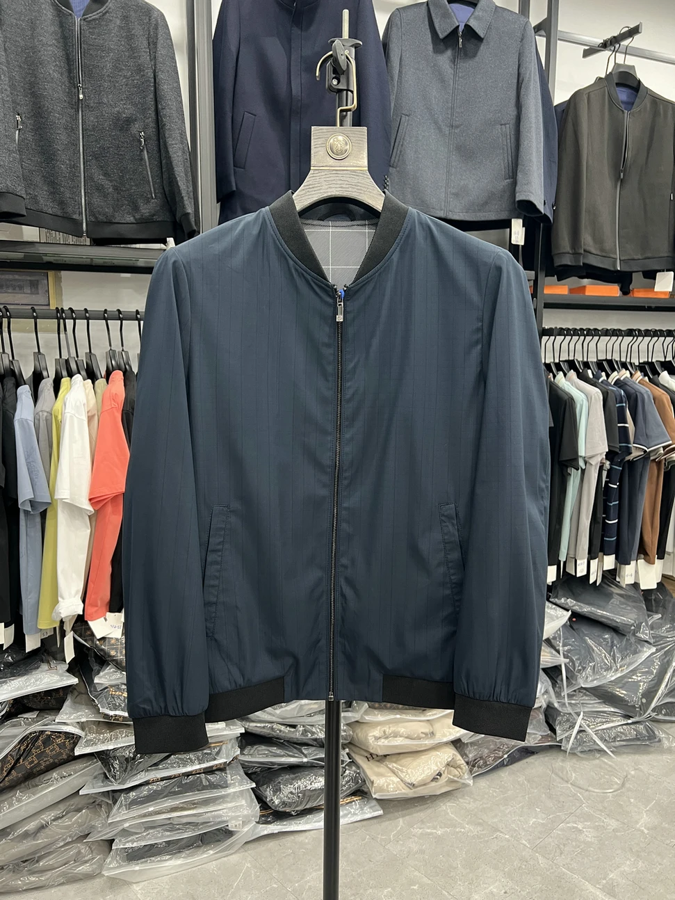 

Busin Casual ort Jaet Spring Commute Workwear Basic Sle Polyester Fiber Zipper Closure No Hat M Baseball Collar