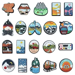 1Pcs PVC Beautiful landscape Shoe Charms for Crocs DIY Badge Clogs Buckle Kids Pins Decoration Jeans Shoe Accessories X-mas
