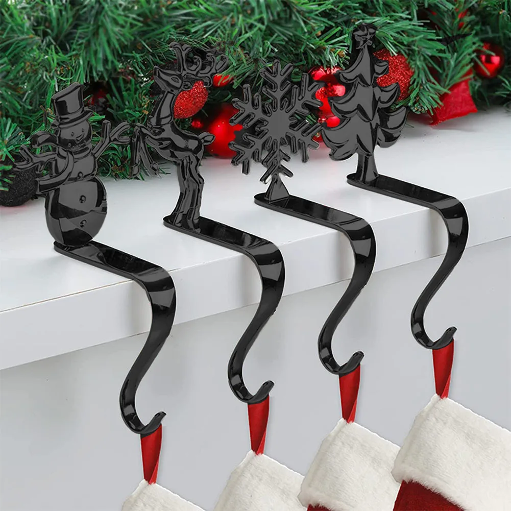 Elegant Christmas Stocking Holders with Non Slip Design Perfect for Hanging Your Holiday Stockings on the Mantel Shelf