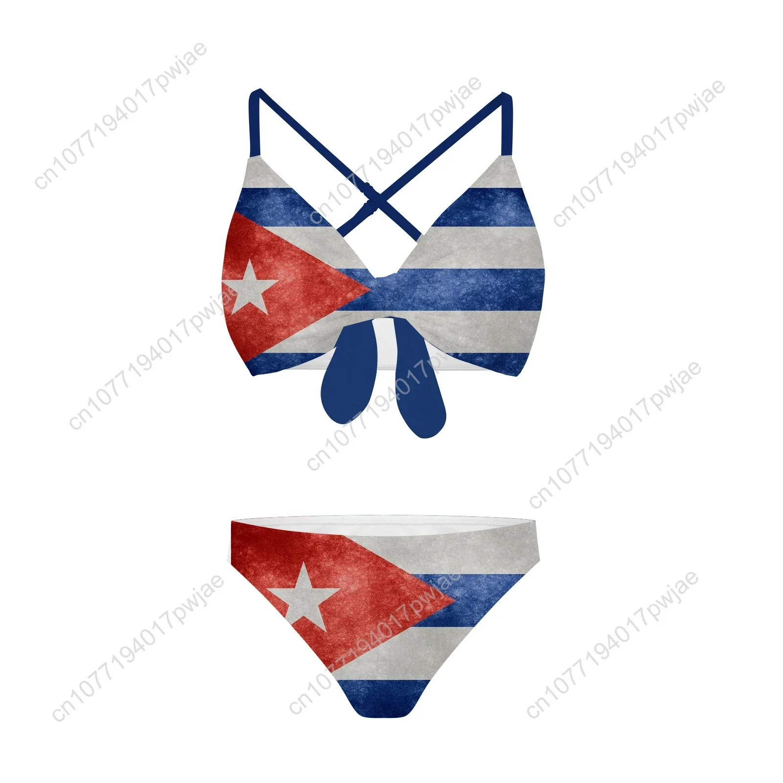 Cuban flag Suits Cross Strap Suspenders Swimsuits Womens Bikini Pool Party Beach Swimwear Customized Beachwear