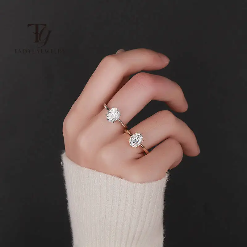 

1CT Dcolor Moissanite Classic Pigeon Egg Ring With Certificate 925sterling Silver Fine Jewelry Women Ring Minimalist For Wedding