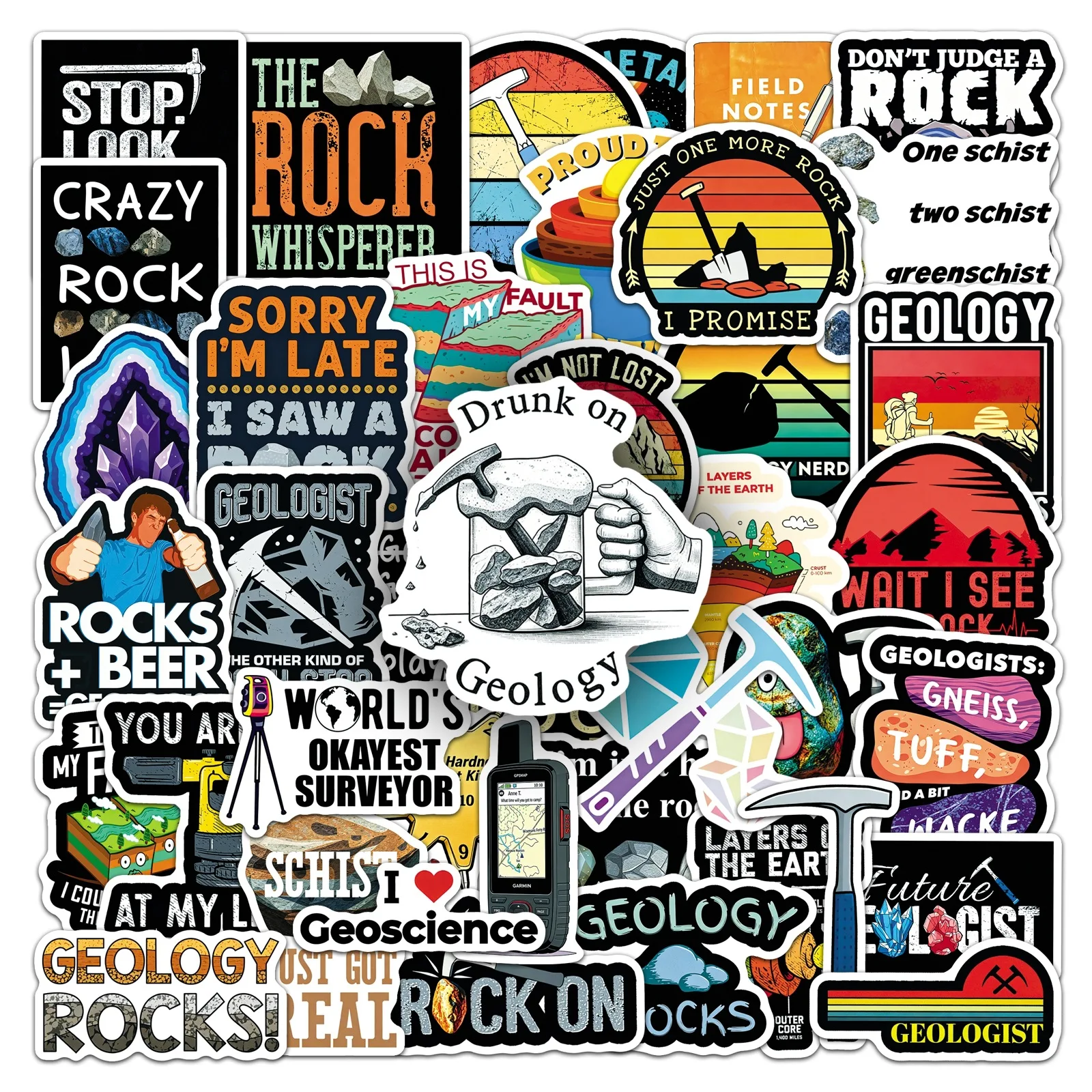 50 Stück Geologie-Graffiti-Aufkleber Kreative Cartoon-Sticker DIY Gepäck Handy Gitarre Tasse Scrapbook Wasserdichte Aufkleber Kinderspielzeug