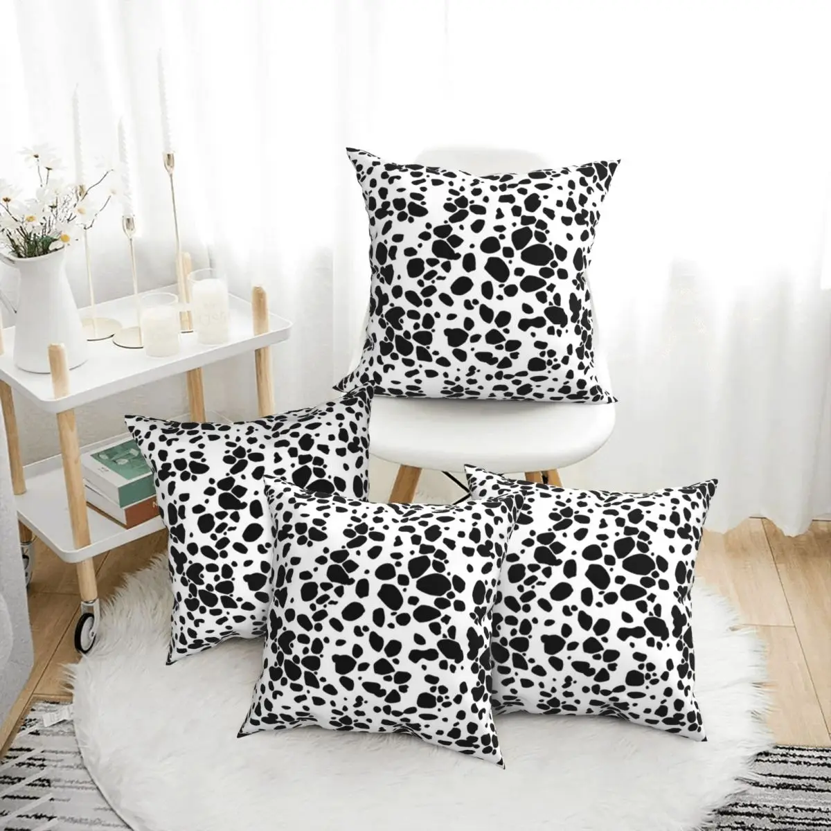 

Текстура собаки далматина, 4 шт., квадратная наволочка, наволочка, декор, удобная декоративная подушка для домашнего автомобиля