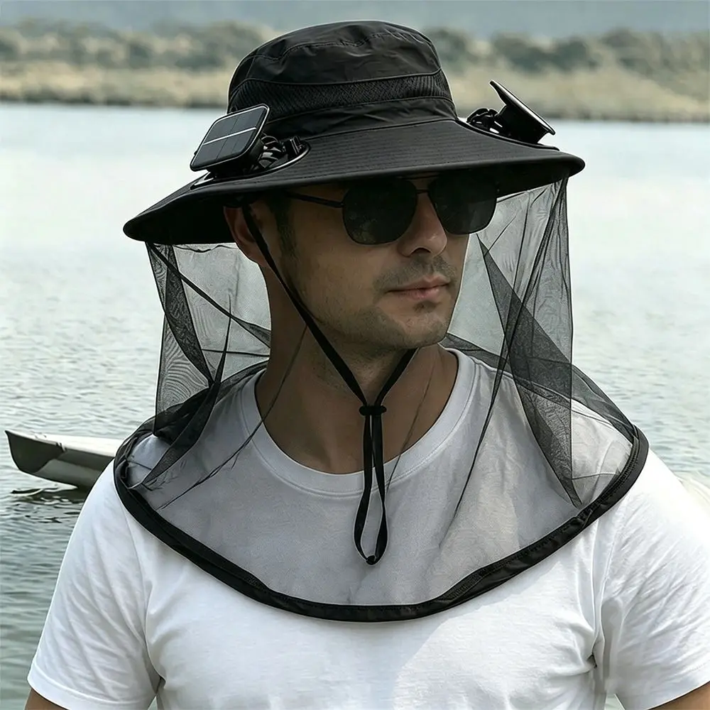 New Solar Powered Solar Fan Hat Dual Fans Wide Brim Dual Solar Charging Hat UPF 50 Cooling Fans Cooling Fan Hat Hiking