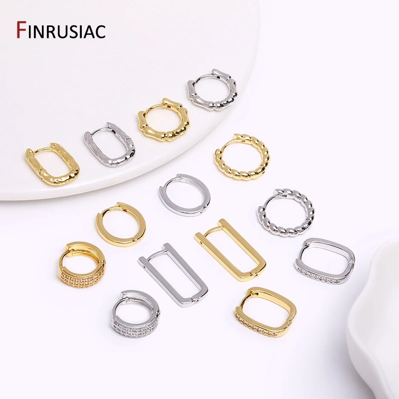 Gold Plated Brass Simple Hoop Earrings High Quality Women Earrings, Inlaid Zircon Trendy Hoop Earrings Fashion Jewelry Gifts