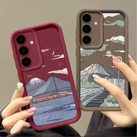 Mountain Train Soft Case For Samsung Galaxy S25 Edge S25 S24 S23 S22 Ultra S24 FE A15 A16 A55 A54 A14 A25 A35 A56 5G Phone Cover