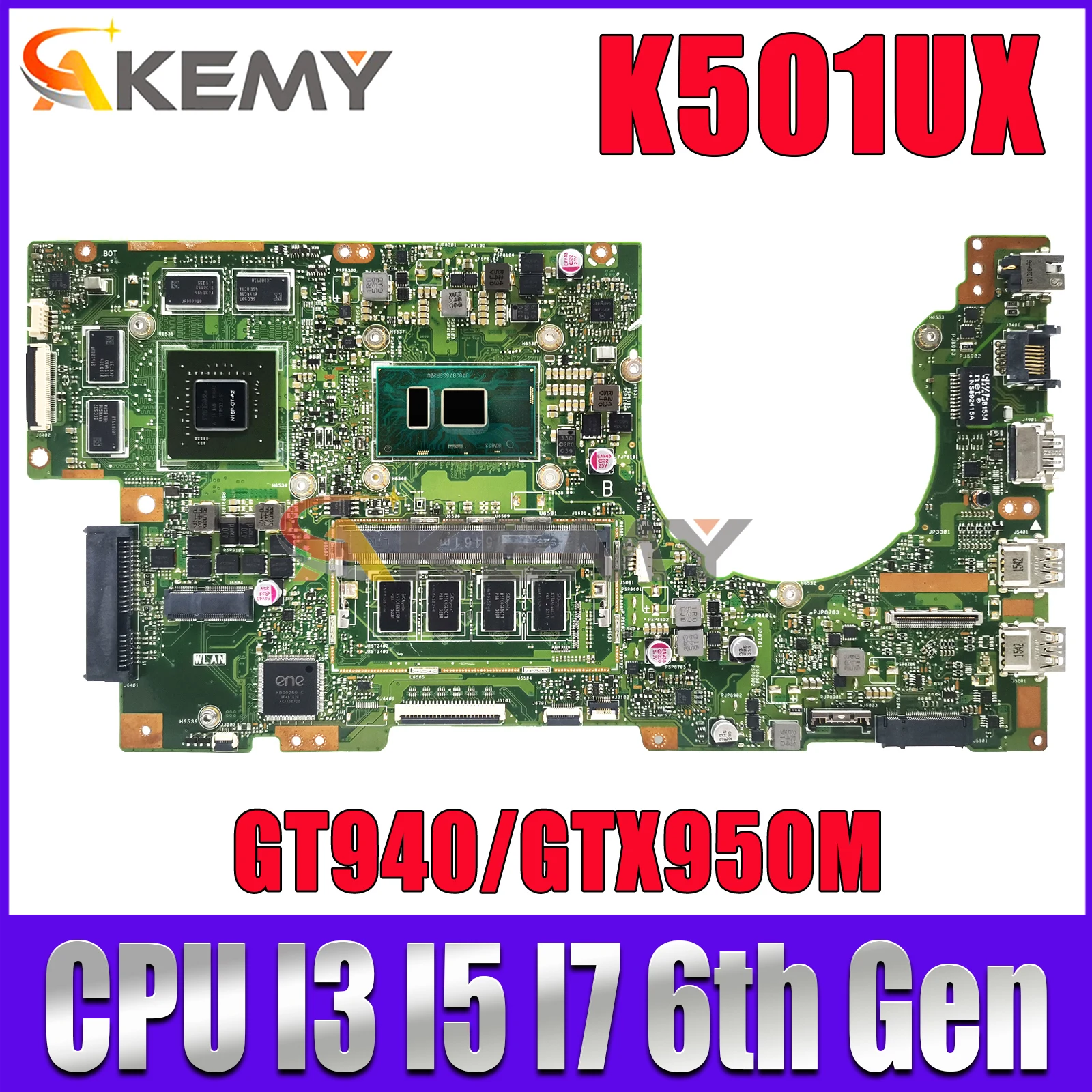 

Akemy K501UX Mainboard For ASUS U5000 K501UQ K501UX K501UW K501UB K501UXM K501U A501U Laptop Motherboard I3 I5 I7 4GB/8GB