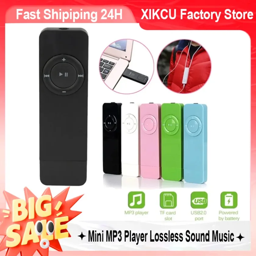 XIKCU 2025 Mini MP3 Player USB in-line Card U Disk MP3 Player USB 2.0 Lossless Sound Music Media Player Support Micro TF Card