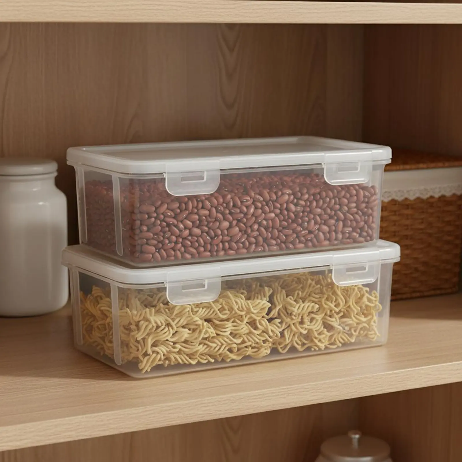 Transparent Seasoning Container Space Saving Clear Seasoning Box Clear Pantry Organizer Bin Easy Accessible Lid Stackable Food