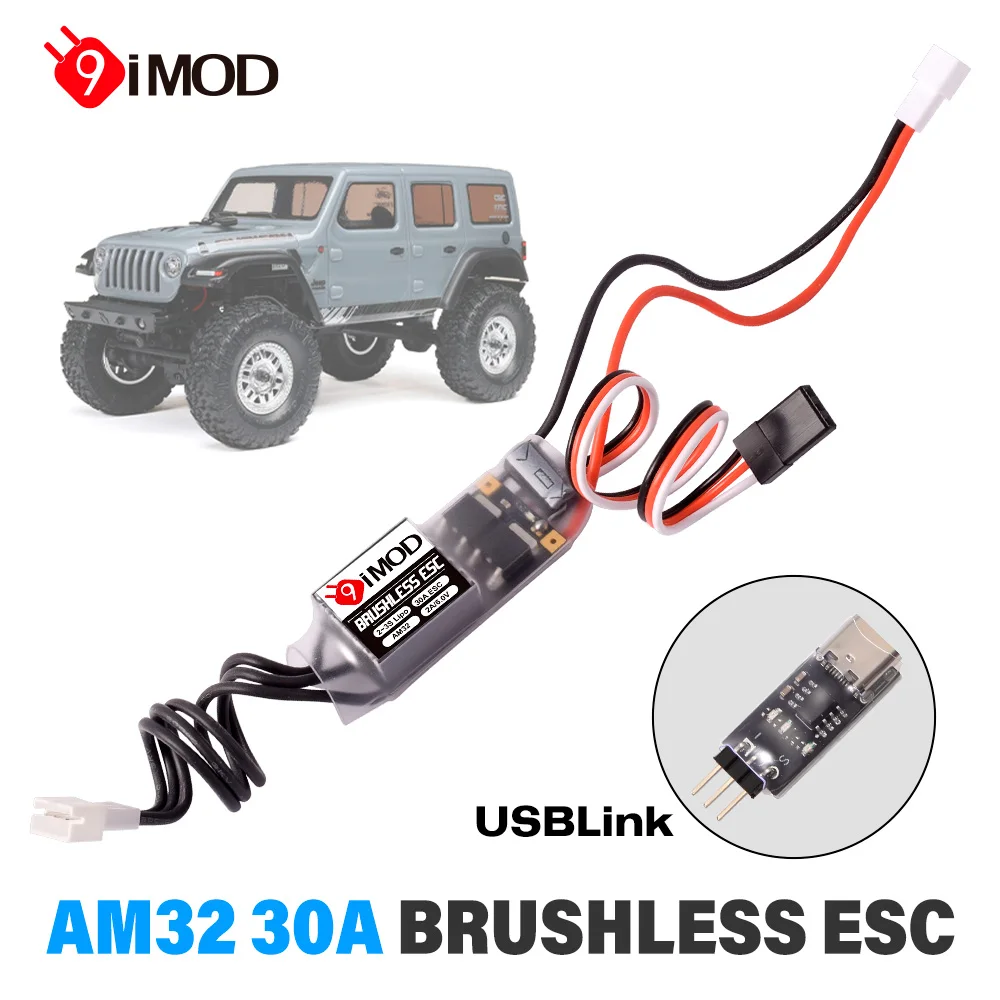 9IMOD 30A Бесщеточный ESC AM32 2-3S USBLink RC 1/18 1/24 Гусеничный автомобиль Осевой SCX24 TRX4M