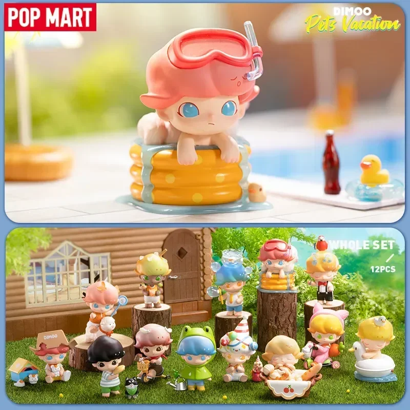 POP MART DIMOO Pet Vacation Series Mystery Box - Figur Anime Lucu Blind Box Kado Koleksi Hiasan Meja Boneka Koleksi