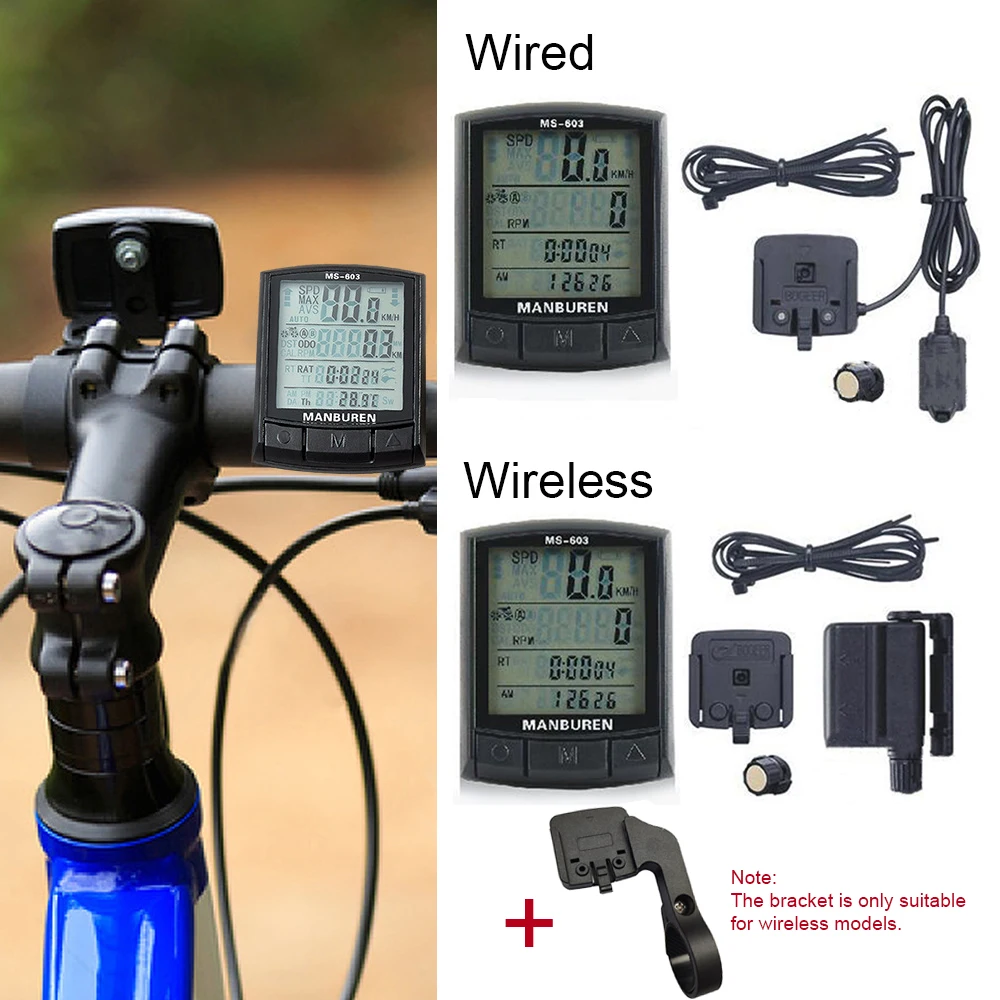 Bicycle Cyclocomputer 1.7inch Display High Brightness Code Table Waterproof Odometer Bike Speed Counter Speedometer