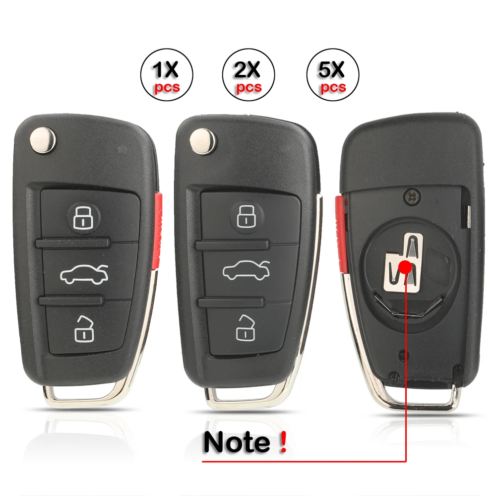 

kutery Replacement 2006 2007 2008 2009 For Audi A3 A4 A6 Q3 Q5 Q7 R8 S3 S4 S5 Flip Remote Key Fob 3B/4B key remote shell case