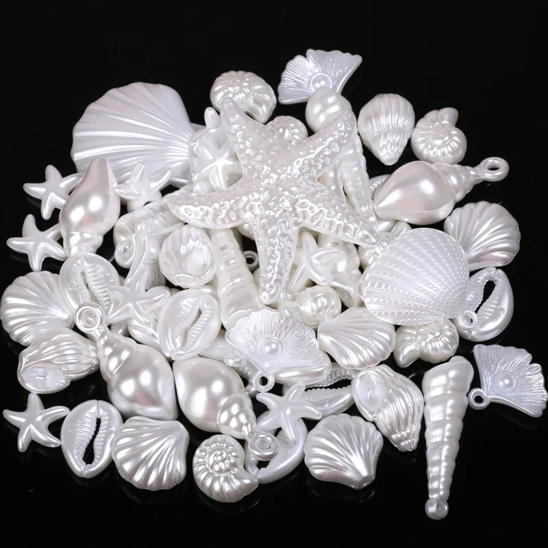 Imitationsperlen aus farbigem Acryl in Muschelform für Schmuckherstellung, Zubehör, DIY-Halsketten, Armbänder, Anhänger, Bastelarbeiten