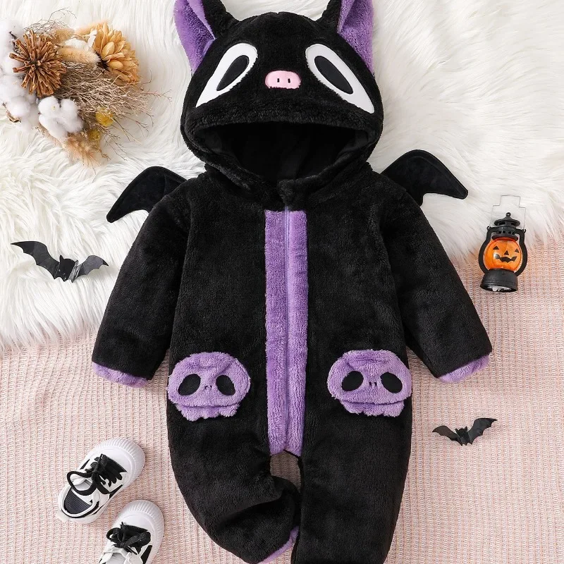 Newborn Baby Black Purple Cat Romper Hooded Bodysuit Animal Jumpsuit Onesie New Born Baby Items Newborn Baby Clothes