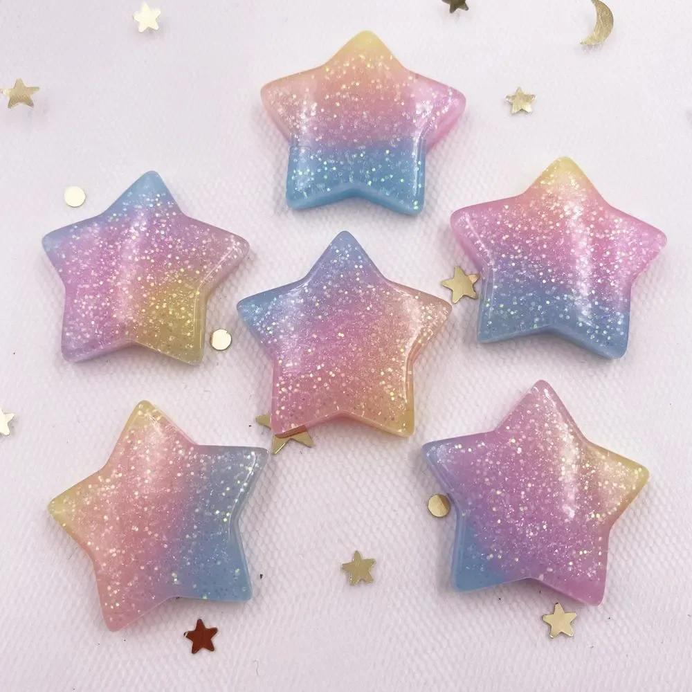 10PCS Glitter Kawaii Resin Col - Star Flat Back ulasan dan harga