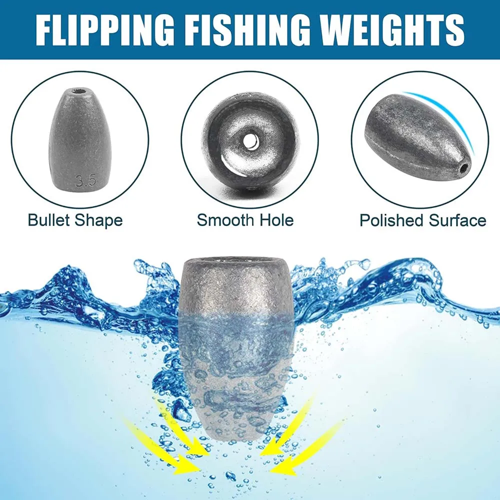 Fishing Weight Sinkers 90pcs Fishing Weights Kit Bullet Sinkers Weights Split Shot Weights Bell Sinkers Egg Weights for Fishing
