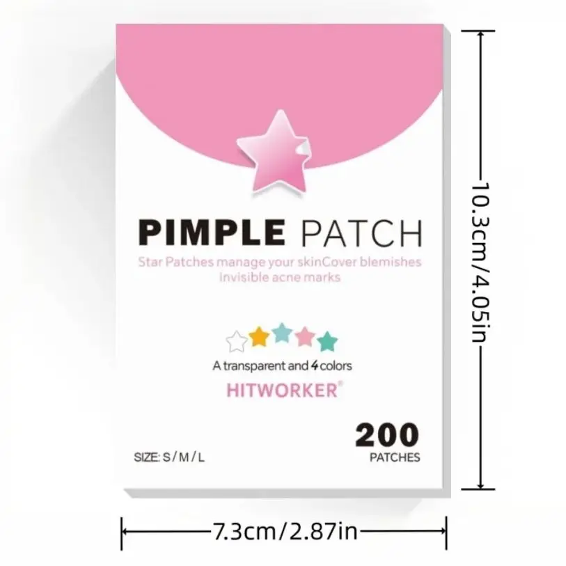 200 رقع حب الشباب على شكل نجمة هيدروجيل - رقع حب الشباب الخالية من الكحول وغير المهيجة للرجال والنساء، مناسبة لجميع أنواع البشرة