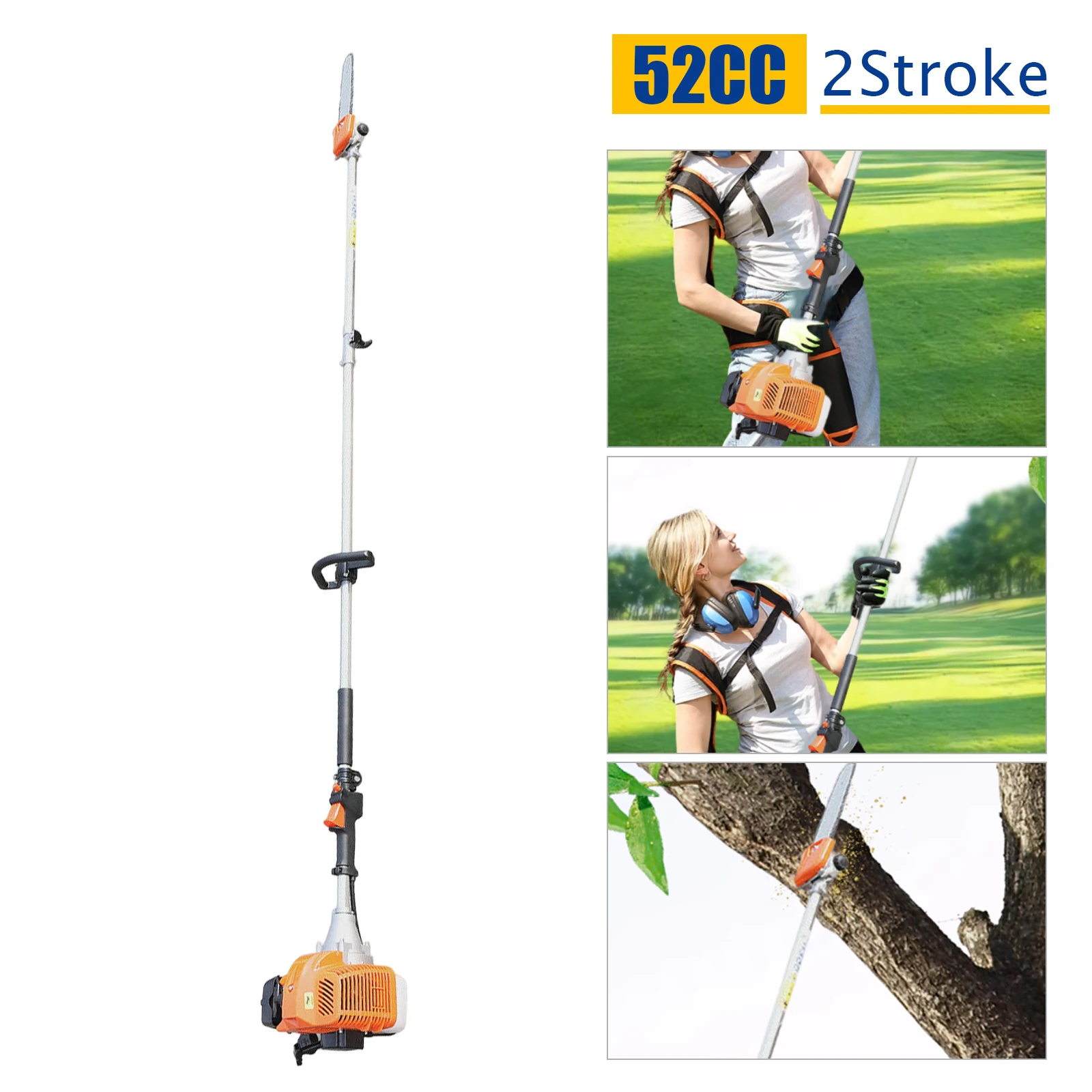 

CNCEST 52cc Pole Saw Gas Powered, 2 Stroke Gas Pole Chain Saw Cordless, Extendable Chainsaw Tree Trimmer