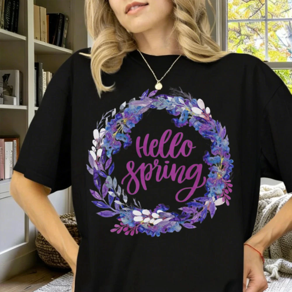 Hello Spring Has International Working Women's Day (March 8) Sprung Shirt Seasonal New Life Short-Sleeve Printed T-Shirt Tops