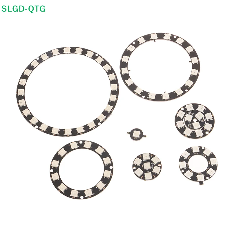 New WS2812B Individually Addressable Pixel Ring 1/3/7/8/12/16/24 LEDs WS2812 Built-in IC 5050 RGB LED Ring Module Led Light DC5V