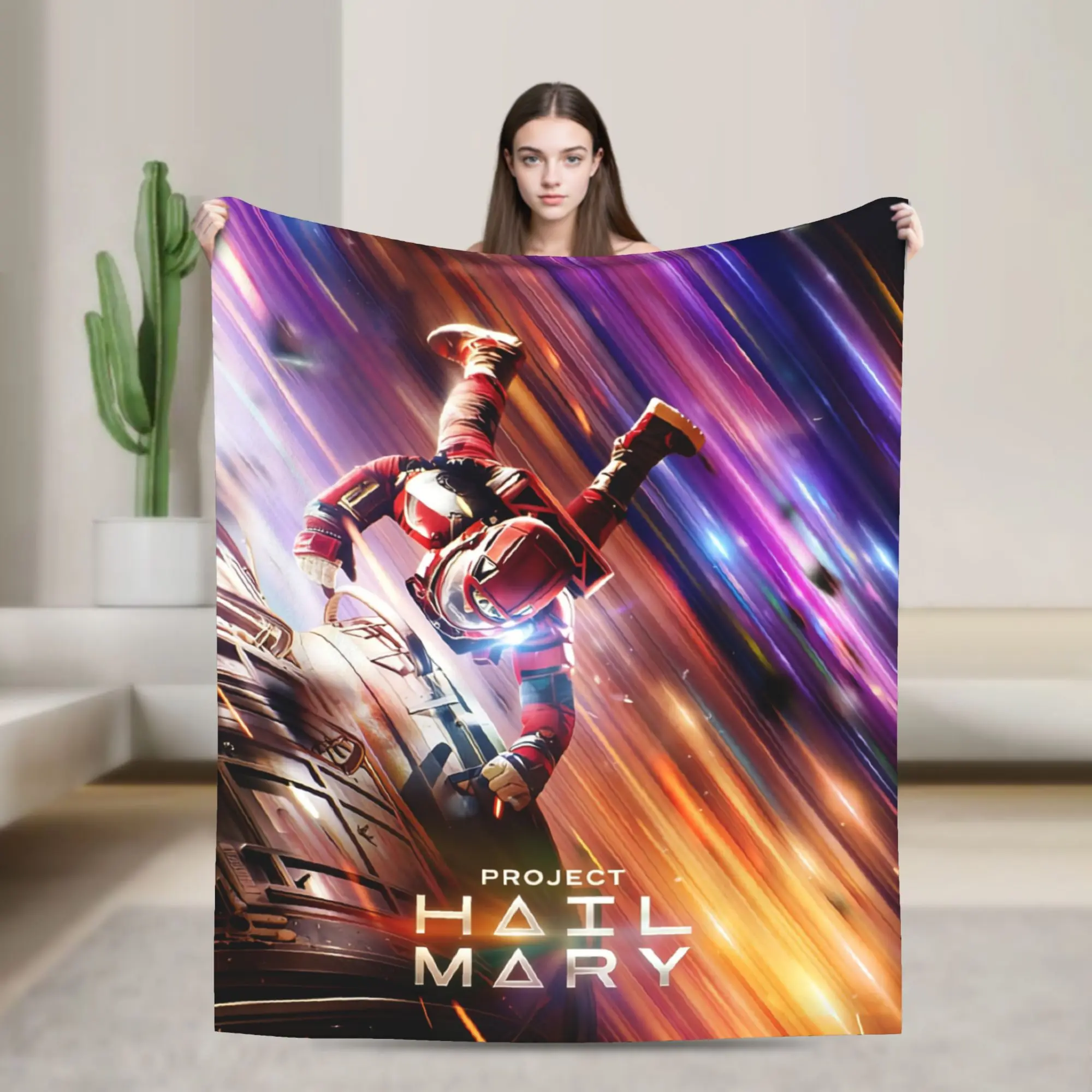 Project Hail Mary Sci Fi Movie Flannel Throw Blanket  Blankets for Bed Outdoor Warm Bedroom Quilt