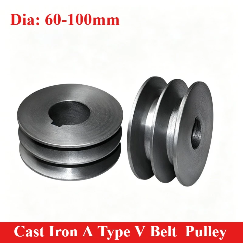 1/2pc V-Belt pulley A Type Double Slot Pulley Motor Pulley Material Cast Iron Dia 60mm 70mm 80mm90mm100mm Power Tool Accessories