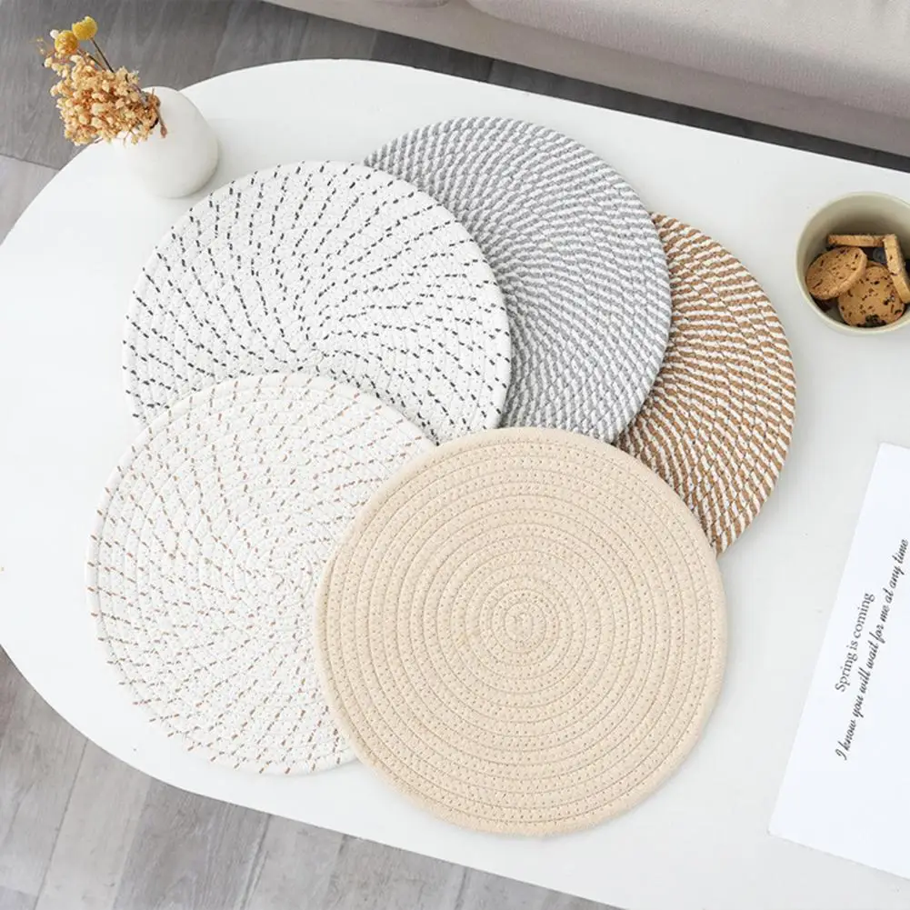 Cotton Rope Woven Placemat 30cm Diameter Heat Resistant Large Coaster Rustic Bowl Pad For Hot Dishes Kitchen Table Decor 쿠션을 짜다