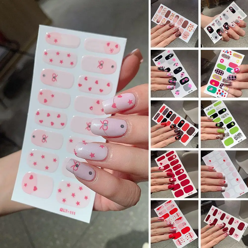 

16Tips Glitter Full Cover Nail Stickers Self Adhesive Full Nail Decals Nail Gel Polish Decoration Designer Creative Nail Art