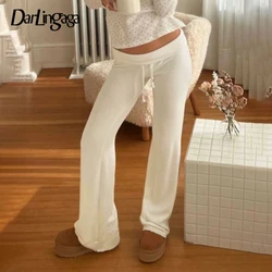 Darlingaga Casual Basic Low Waist Sweatpants Korean Fashion Pink Straight Leg Trousers Slim Gym Full Length Pants Outfits Kawaii