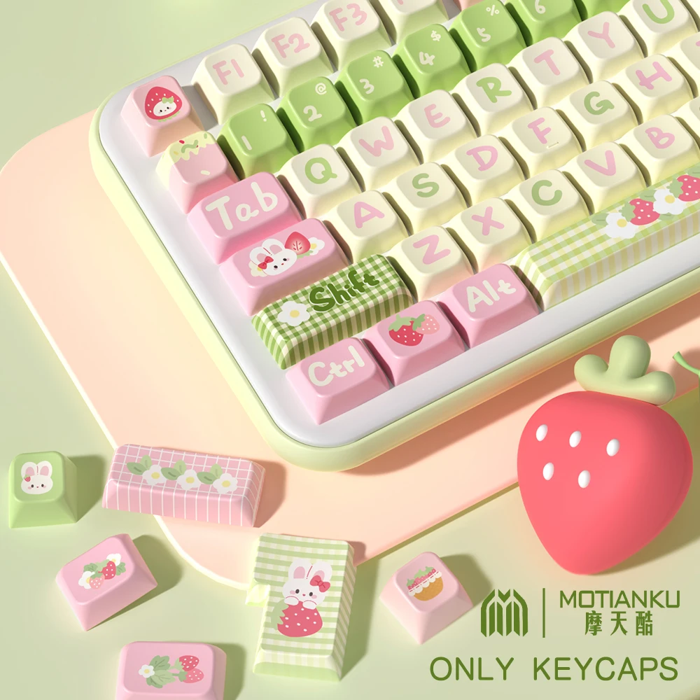 Imagem -04 - Keycaps Tema dos Desenhos Animados para Teclado Mecânico Coelho Leite Doce Perfil Cereja 61 64 68 84 87 96 98 104 Mda