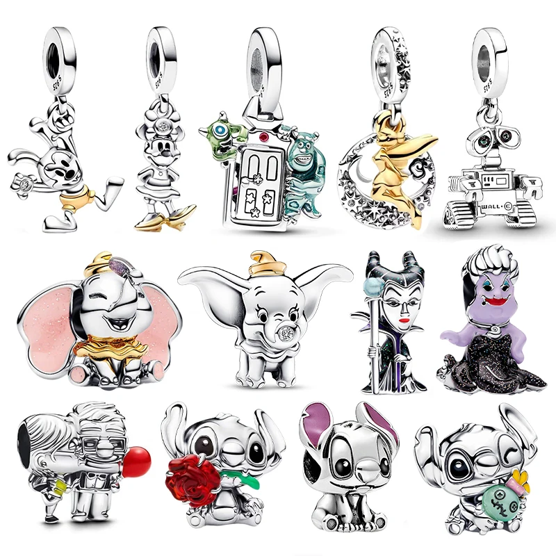 hot 925 Silver Disney Winnie the Pooh Stitch Charms Pendant Fit For Original Bracelet Diy Festival Birthday Women's Par