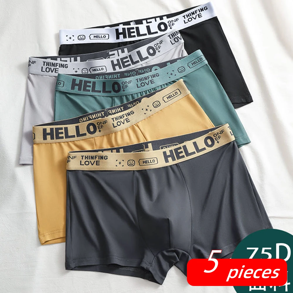 5 pcs Mens Underwear Breathable Male Boxer Shorts Men\'s Underpant Boy Underwear Pure Color Panties Boxershorts