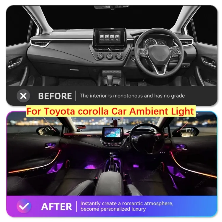For Toyota Corolla Ambient Lighting Car LED Symphony 64 Color Changing Interior Auto Interior Lighting Bluetooth APP Control