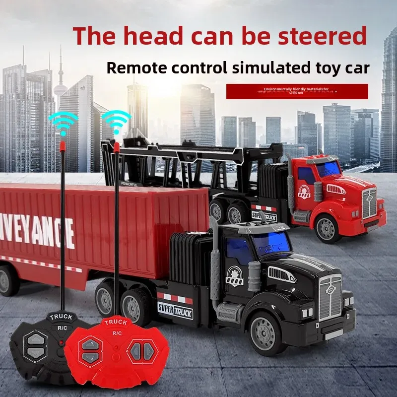 Caminhão semi-reboque de brinquedo com controle remoto, simulação elétrica rc, caminhão contêiner de carga, modelo de plástico recarregável do queixo continental