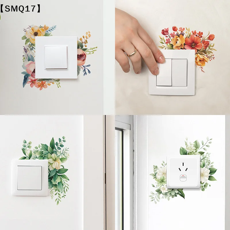 Modern Style Romantic Flower Cute Room Decor Switch Stickers For Bedroom Decoraction Room Decorations For Girls Home Funny 【SMQ】