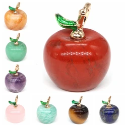 12*14MM Mini Apple Shape Stone Pendant Natural Healing Crystals Amethyst Fluorite Quartz Agate DIY Bead Necklaces Jewelry Parts