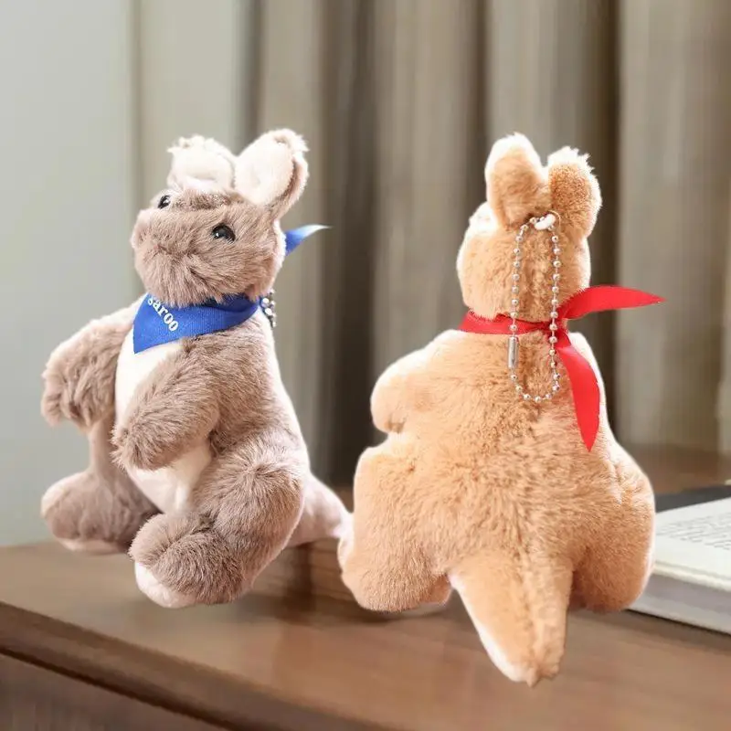 

Adorable Animated Kangaroo Soft Keychain Stuffed Toy Doll Keyring Appealing Purse Pendant Backpack Ornament Presents