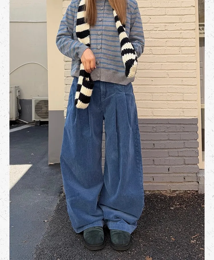 Pantalon décontracté à jambes larges pour femmes, taille haute, ample, coréen rétro Y2K