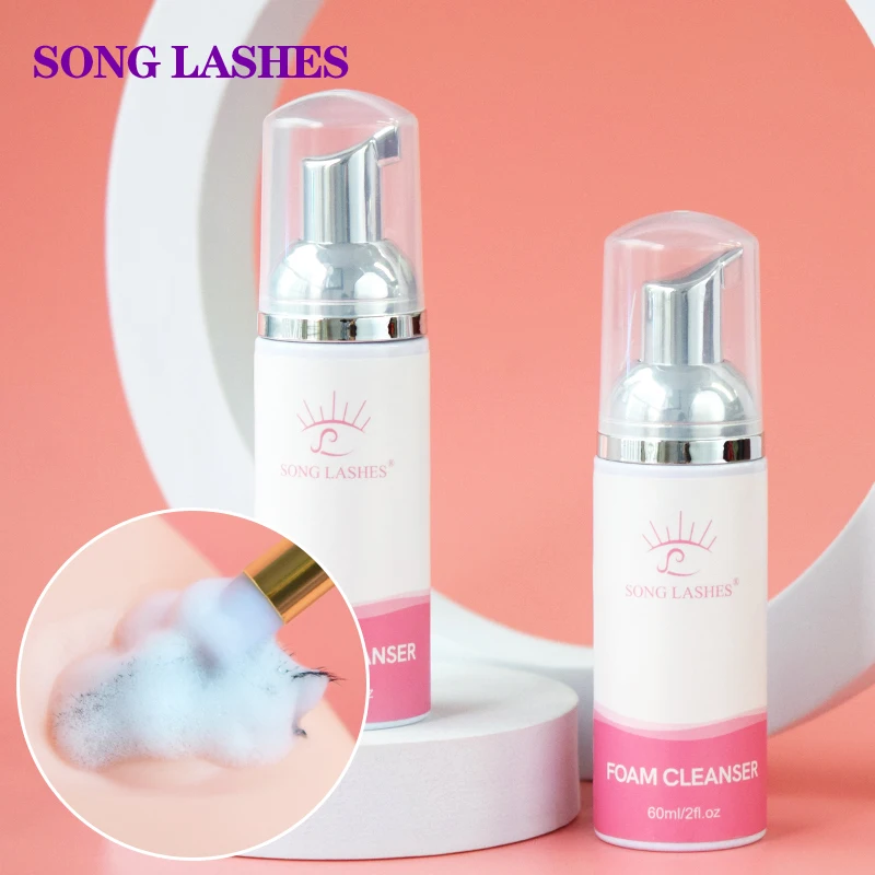 Eyelash Adhesive 60ml Eyelash Foam Cleanser Shampoo Mousse Pump Design For Eyelash Extension No Stimulation Dirt Cleaning Tools