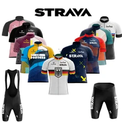 2024 Strava męski zestaw koszulek rowerowych letnie oddychające ubrania rowerowe koszulka rowerowa MTB jednolita odzież rowerowa