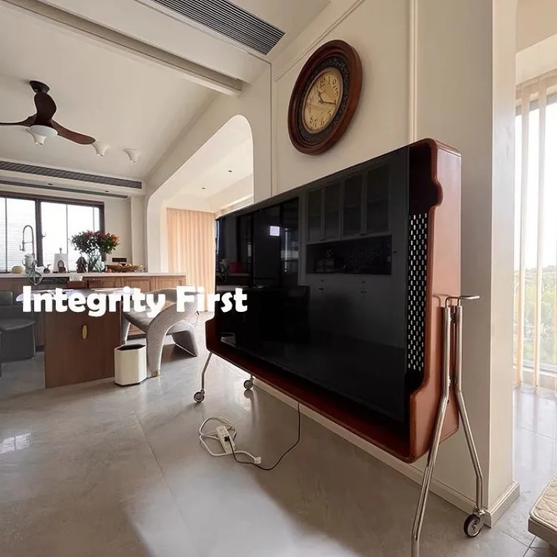 Removable TV bracket Small apartment living room solid wood retro TV rack Home Internet celebrity floor TV cabinet