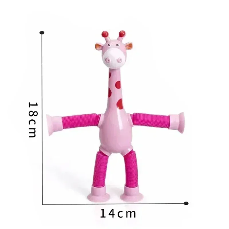 Children Christmas Suction Cup Toys Pop Tubes Stress Relief Telescopic Giraffe Montessori Educational Learning Toy Kids Gift