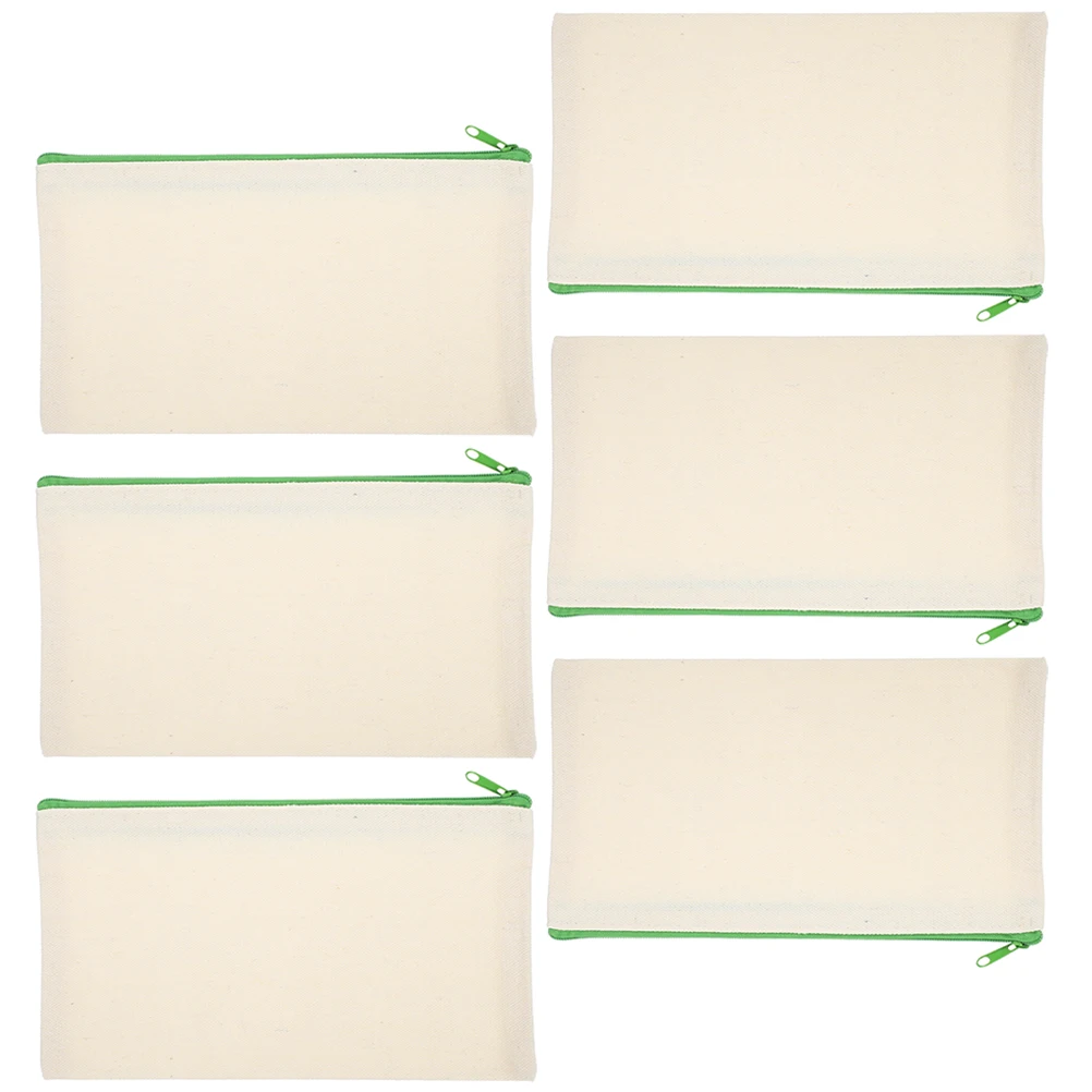 

6 Pcs Zippered Canvas Pencil Bag Makeup Pouch Small Wash Bags with Travel School